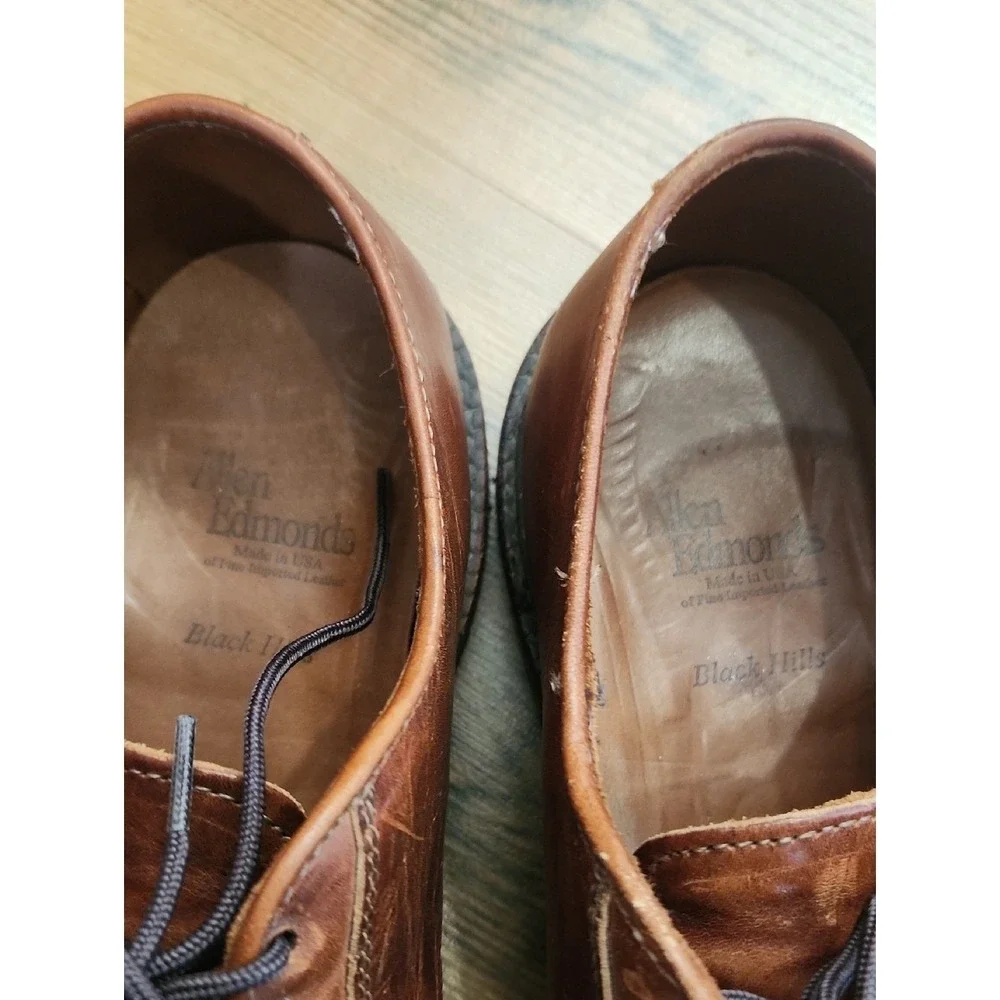 Allen Edmonds Mens Black‎ Hills 2995 Brown Plain Toe Oxford Derby Preppy Shoes 9